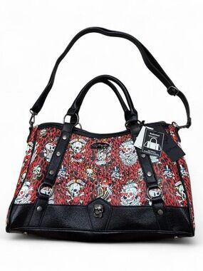 Ed Hardy Red Leopard Skull Satchel Bag Y2K Goth Punk Shoulder Purse NWT